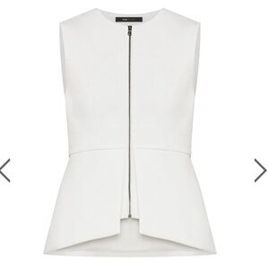 BCBGMaxAzria white abrielle peplum Sleeveless skirted zip Blouse